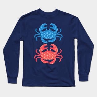 KING CRABS Cute Sea Life Coastal Ocean Beach Crab in Blue Red - UnBlink Studio by Jackie Tahara Long Sleeve T-Shirt